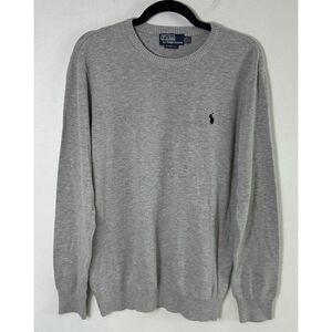 Polo By Ralph Lauren Classic‎ Fit Cotton Crew Neck Sweater Light Grey XL EUC